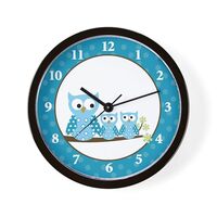 CafePress Blue Hoot Owls 10" Wall Clock for Livingroom, Kitchen, or Office