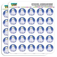 Snowy Owl Bird Snow 1" Planner Calendar Scrapbooking Crafting Stickers - Opaque