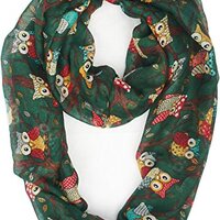 VIVIAN & VINCENT Spring Fall Soft Lightweight Owls for Christmas Trees Sheer Infinity Scarf for