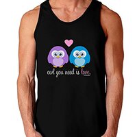 TOOLOUD Owl You Need is Love Dark Loose Tank Top - Black - 2XL