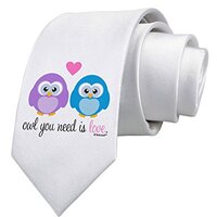 TooLoud Owl You Need Is Love Printed White Neck Tie