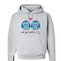 TOOLOUD Owl You Need Is Love - Blue Owls Hoodie Sweatshirt Ash Gray - 3XL