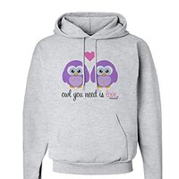 TOOLOUD Owl You Need Is Love - Purple Owls Hoodie Sweatshirt Ash Gray - 3XL