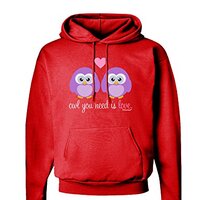 TOOLOUD Owl You Need Is Love - Purple Owls Dark Hoodie Sweatshirt Red - 3XL