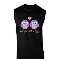TOOLOUD Owl You Need is Love - Purple Owls Dark Muscle Shirt - Black - 2XL