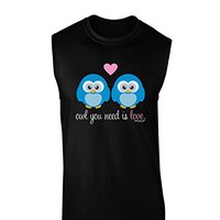 TOOLOUD Owl You Need is Love - Blue Owls Dark Muscle Shirt - Black - 2XL