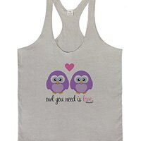 TooLoud Owl You Need is Love - Purple Owls Mens String Tank Top - Light Gray - Large