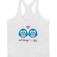 TooLoud Owl Always Love You - Blue Owls Mens String Tank Top - White - Large