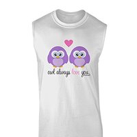 TOOLOUD Owl Always Love You - Purple Owls Muscle Shirt - White - 2XL