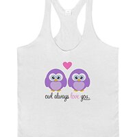 TooLoud Owl Always Love You - Purple Owls Mens String Tank Top - White - Large