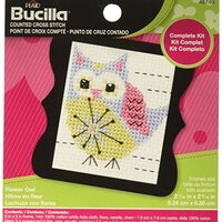 Bucilla Counted Cross Stitch Beginner Stitchery Mini Kit, Flower Owl