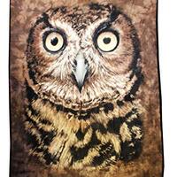 JUST FUNKY Owl Face Lightweight Fleece Throw Blanket | 45 x 60 Inches