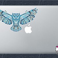 Blue Pattern Flying Owl 6 Inch Color Vinyl Decal