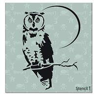Stencil1 Owl Stencil 5.75" x 6" - Durable Quality Reusable Stencils for Painting - Owl Hal
