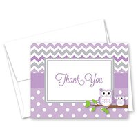 50 Cnt Purple Chevron Owl Baby Thank You Cards