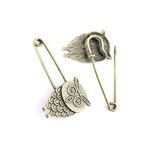 50 Pieces Jewelry Making Charms Owl Pin Brooch findings craft lots necklace bronze