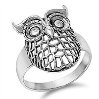 Women's Filigree Owl Fashion Cute Ring New .925 Sterling Silver Band Size 7