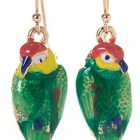 Artisan Owl - Parrot Colorful Enamel Dangle Earrings