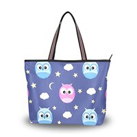 ColourLife Owls Night Shoulder Bag Top Handle Polyester Cloth Tote Handbags for Women