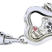 BG247 Floating Locket Dog Bone Keychain with Choice of 6 Mini Charms