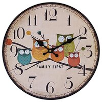 Eruner Cute Wall Clock, 12" Modern Family Animated Cartoon Decoration 12-Inch Wood Clock Painte