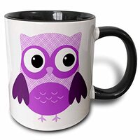 3dRose Cute Purple Plaid Owl Two Tone Mug, 11oz, Black