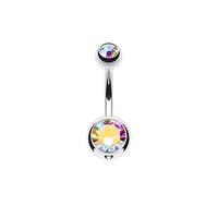 Pierced Owl 14GA G23 Implant Grade Solid Titanium Double Ball Gem 5/16" Belly Button Ring (Auro