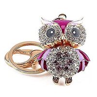 Yosoo Owl Cute Fashion Diamond Crystal Rhinestone Gold Charm Pendent Handbag Purse Bag Keyrings Key 