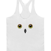 TooLoud Cute Snowy Owl Face Mens String Tank Top - White - Medium