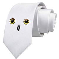 TooLoud Cute Snowy Owl Face Printed White Neck Tie