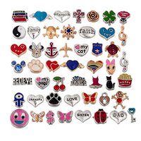 RUBYCA Wholesale 100pcs Floating Charms Lot for DIY Glass Living Memory Locket Silver Gold Color Mix