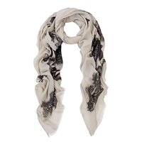 Premium Elegant Night Owl Frayed End Scarf Wrap, Beige