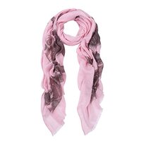 Premium Elegant Night Owl Frayed End Scarf Wrap, Pink