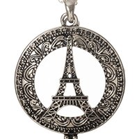 Artisan Owl Eiffel Tower Paris 4x Magnifier Magnifying Glass Sliding Top Magnet Pendant Necklace, 30
