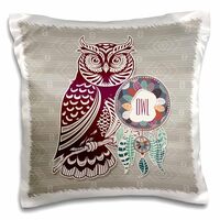 3dRose pc_221974_1 Native American Zodiac for November 23 to December 21 Purple Owl Pillow Case, 16&