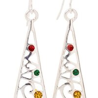 Artisan Owl - Christmas Tree Dangle Earrings