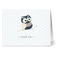 Note Card Cafe Thank You Cards with Kraft Envelopes | 24 Pack | Woodland Owl | Blank Inside, Glossy 