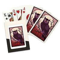 Lantern Press Owl, Paper Mosaic (Red) (52 Playing Cards, Poker Size Card Deck with Jokers)