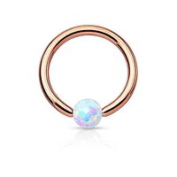 Pierced Owl 16GA Surgical Steel Synthetic Opal Captive Bead Ring (Rose Gold Tone)