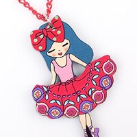Cute Angel Girls Acrylic Chain with Pendant-1 Pair Red