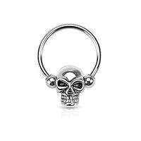 Pierced Owl 16GA Stainless Steel Skull Septum Nose Captive Bead Ring