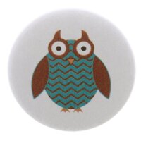 A&T Designs Brown & Green Cool Owl 1.25” Pinback Button Pin Badge