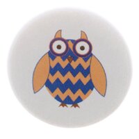 A&T Designs Orange & Blue Cool Owl 1.25” Pinback Button Pin Badge