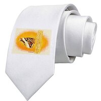 TooLoud Watercolor Owl Moth Printed White Neck Tie