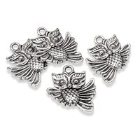 Hackberry Creek 20 Owl Charms, Silver Metal Flying Owl Pendant, Bird Charms for Jewelry Making