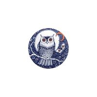 CafePress Blue Owl With Moon 1" Round Mini Button Pin