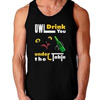 TooLoud Owl Drink You Under The Table Dark Loose Tank Top - Black - Medium