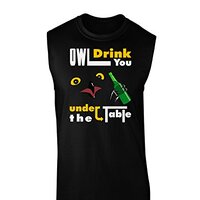 TOOLOUD Owl Drink You Under The Table Dark Muscle Shirt - Black - 2XL