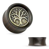 Pierced Owl Tree of Life Organic Ebony Wood Saddle Plug Gauges, Sold As Pair (8mm (0GA))