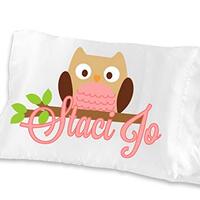 Personalized Owl Pillowcase (Toddler Travel 13 x 20, Pink Owl) for Kids Pink Pillow Case for Girls B